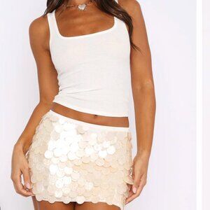 White Fox Boutique Ariel Mini Skirt Cream Shell